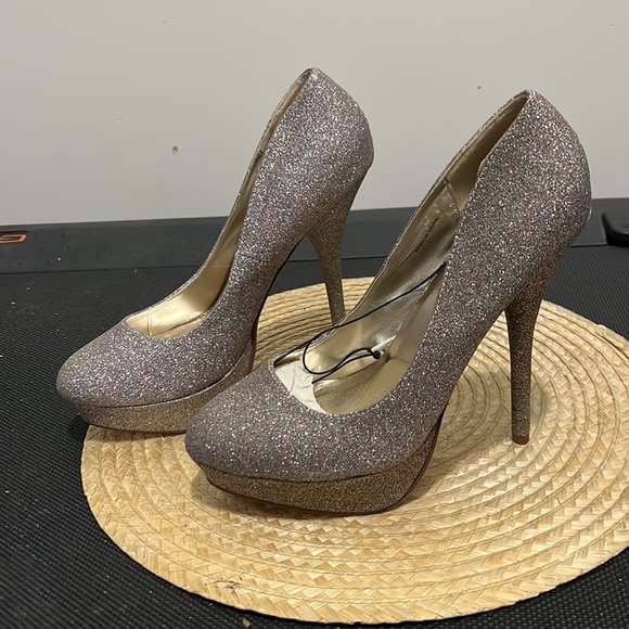 Forever21 Glitter Shimmer Sparkling Platform Heel Size 10 - Picture 2 of 15